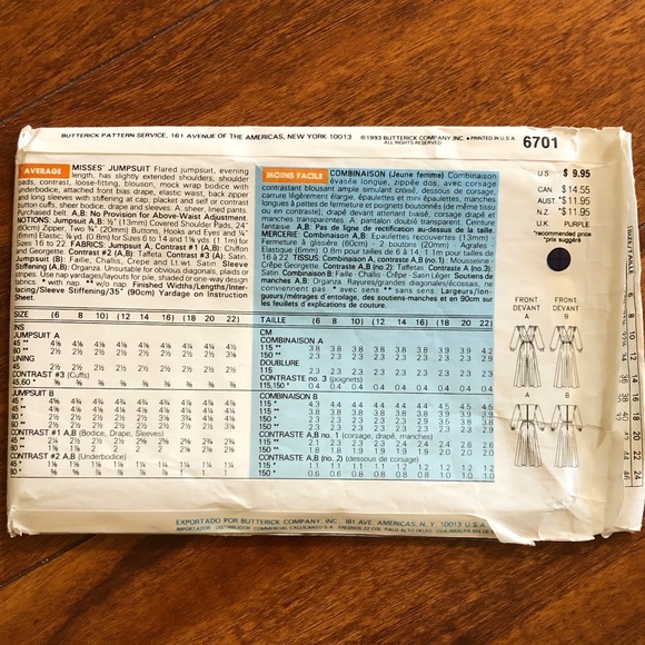 Butterick 6701 Jessica Howard Evening wear sewing pattern - Picture 4 of 4